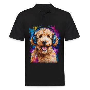 Goldendoodle Casque Chien Animal Design Imprimer - Polo Homme - noir - Devant - Kai (181cm)