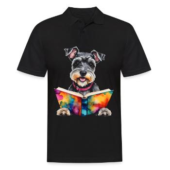 Schnauzer miniature lisant chien drôle animal design imprimer - Polo Homme - noir - Devant - Kai (181cm)