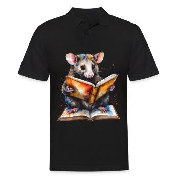Possum Lecture Coloré Animal Design Imprimer - Polo Homme - noir - Devant - Kai (181cm)