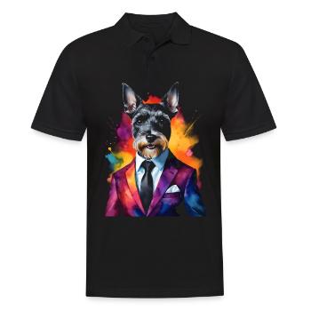Zwergschnauzer Anzug Hund Lustig Tier Design Print - Männer Poloshirt - Schwarz - Vorne - Kai (181cm)