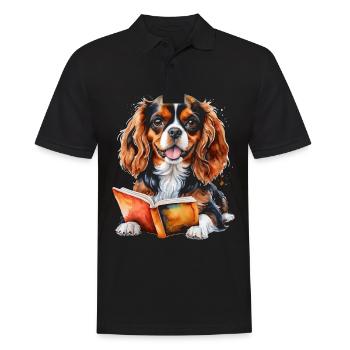 Cavalier King Charles Spaniel Lecture Livre Chien - Polo Homme - noir - Devant - Kai (181cm)