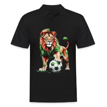 Lion Football Coloré Italie Animal Design Imprimer - Polo Homme - noir - Devant - Kai (181cm)