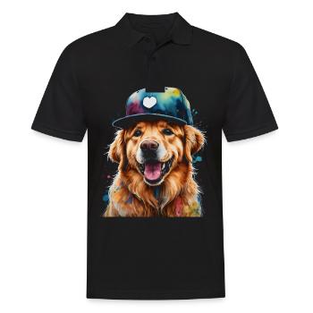 Golden Retriever Snapback Cap Chien Design Print - Polo Homme - noir - Devant - Kai (181cm)