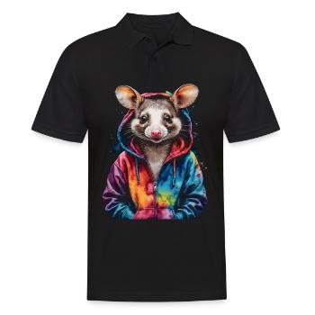 Sweat à capuche Opossum Imprimé de design d’animaux colorés - Polo Homme - noir - Devant - Kai (181cm)