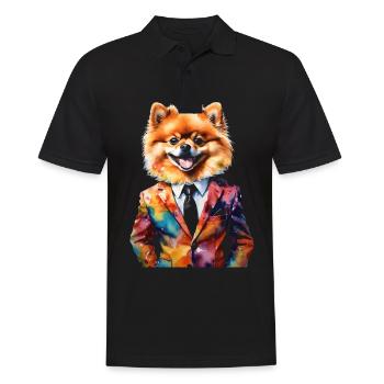 Poméranien Poméranien Costume Chien Imprimé Coloré - Polo Homme - noir - Devant - Kai (181cm)