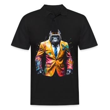 Gorilla Anzug Affe Bunt Tier Design Print - Männer Poloshirt - Schwarz - Vorne - Kai (181cm)
