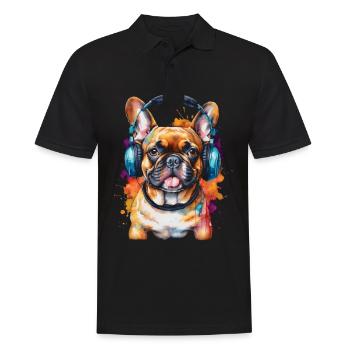 Bouledogue Français Casque Frenchie Dog - Polo Homme - noir - Devant - Kai (181cm)