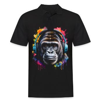 Casque Gorille Singe Coloré Animal Design Imprimer - Polo Homme - noir - Devant - Kai (181cm)