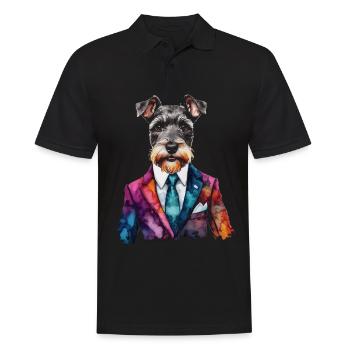 miniature Schnauzer costume chien drôle animal design imprimer - Polo Homme - noir - Devant - Kai (181cm)