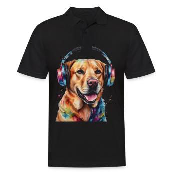 Labrador Retriever Kopfhörer Hund Tier Print - Männer Poloshirt - Schwarz - Vorne - Kai (181cm)