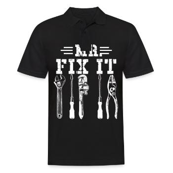 Ehemann Mann Mr fix it, er kann alles reparieren - Männer Poloshirt - Schwarz - Vorne - Kai (181cm)