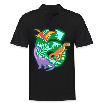 Dinosaurier 6. Geburtstagsparty Nummer 6 - 6 Jahre - Männer Poloshirt - Schwarz - Vorne - Kai (181cm)