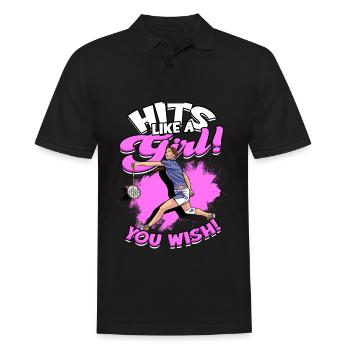 Badminton Girl Spiking Sport Player Spike - Men's Polo Shirt - black - Front - Kai (181cm)