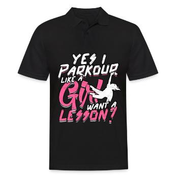 Parkour Girl Freerunning Runner Back Flip Jumping - Men's Polo Shirt - black - Front - Kai (181cm)