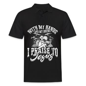 Drummer Jesus Cross Drummer Drummer - Men's Polo Shirt - black - Front - Kai (181cm)