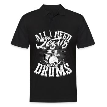 Drummer Jesus Cross Drummer Drummer - Men's Polo Shirt - black - Front - Kai (181cm)