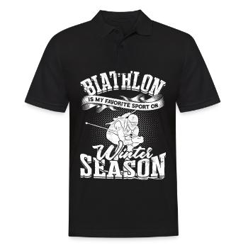 biathlon sport winter sports ski gift saying lan - Men's Polo Shirt - black - Front - Kai (181cm)
