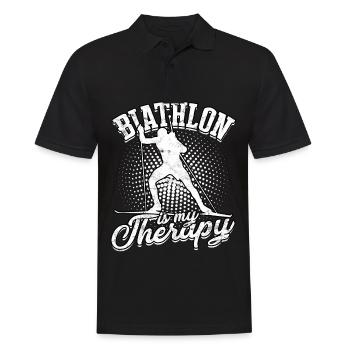 biathlon sport sports d'hiver ski cadeau disant lan - Polo Homme - noir - Devant - Kai (181cm)