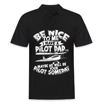 pilot flugzeug fliegen tochter geschenkidee gesche - Männer Poloshirt - Schwarz - Vorne - Kai (181cm)
