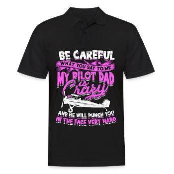 pilot flugzeug fliegen tochter geschenkidee gesche - Männer Poloshirt - Schwarz - Vorne - Kai (181cm)