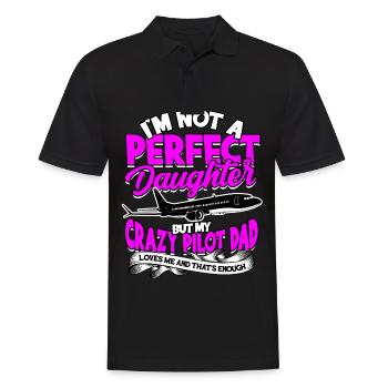 pilot flugzeug fliegen tochter geschenkidee gesche - Männer Poloshirt - Schwarz - Vorne - Kai (181cm)