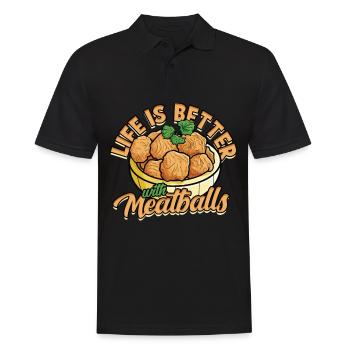 Boulettes de viande mangent des spaghettis cadeau cadeau - Polo Homme - noir - Devant - Kai (181cm)