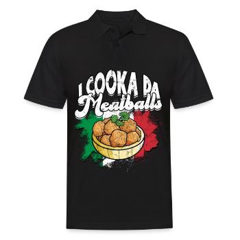 Boulettes de viande mangent des spaghettis cadeau cadeau - Polo Homme - noir - Devant - Kai (181cm)