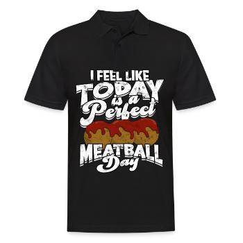 Boulettes de viande mangent des spaghettis cadeau cadeau - Polo Homme - noir - Devant - Kai (181cm)