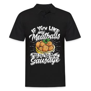 Boulettes de viande mangent des spaghettis cadeau cadeau - Polo Homme - noir - Devant - Kai (181cm)