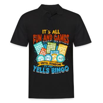 Bingo Jeu Joueur de bingo Grand-mère Loterie de jeu - Polo Homme - noir - Devant - Kai (181cm)