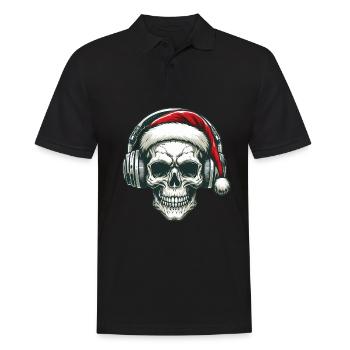 Tête de mort Noël musique casque Noël - Polo Homme - noir - Devant - Kai (181cm)