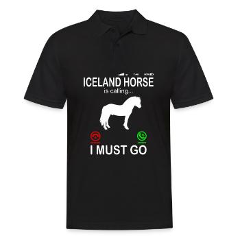 Islandpferd Pferd ruft an Lustiger Telefon Spruch - Männer Poloshirt - Schwarz - Vorne - Kai (181cm)