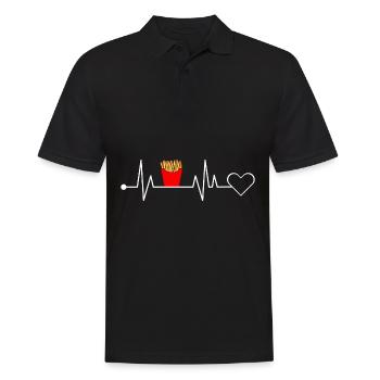 Pommes Frites Fritten Tüte Fast Food Herzschlag - Männer Poloshirt - Schwarz - Vorne - Kai (181cm)