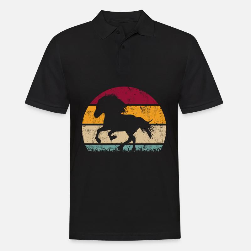 Islandpferd Tölt Isländer Pferde Retro Silhouette - Männer Poloshirt - Schwarz