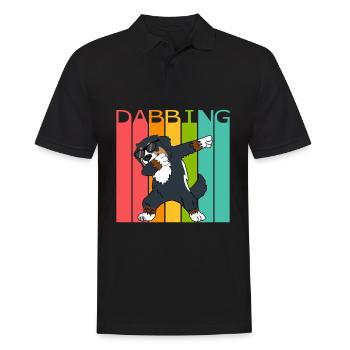 Bernese Berner Sennenhund Dabbing Tanzender Retro - Männer Poloshirt - Schwarz - Vorne - Kai (181cm)