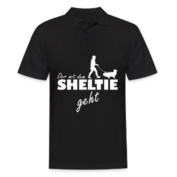 Shetland Sheepdog L'homme qui marche avec Sheltie - Polo Homme - noir - Devant - Kai (181cm)