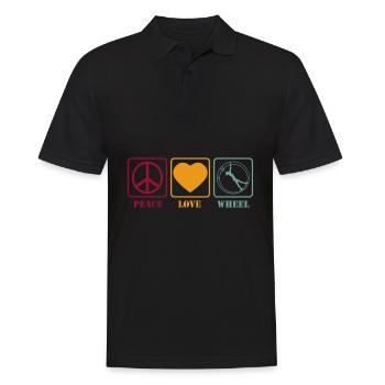 Gym Wheel Acrobatics Women Gymnastics Peace Love Retro - Men's Polo Shirt - black - Front - Kai (181cm)