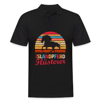 Islandpferd Flüsterer Retro Vintage Silhouette - Männer Poloshirt - Schwarz - Vorne - Kai (181cm)