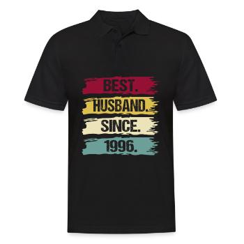 25 wedding anniversary husband since 1996 saying retro - Men's Polo Shirt - black - Front - Kai (181cm)