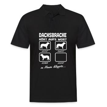 Alpenländische Dachsbracke Hört aufs Wort Spruch - Männer Poloshirt - Schwarz - Vorne - Kai (181cm)
