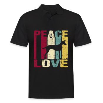 Podenco Canario Peace Love Retro Silhouette - Polo Homme - noir - Devant - Kai (181cm)