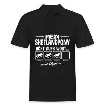 Shetlandpony hört aufs Wort Spruch Lustig Witzig - Männer Poloshirt - Schwarz - Vorne - Kai (181cm)