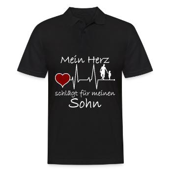 Vater und Sohn Herzschlag mit Spruch Niedlich - Männer Poloshirt - Schwarz - Vorne - Kai (181cm)
