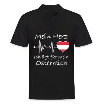 Herzschlag Österreich - Männer Poloshirt - Schwarz - Vorne - Kai (181cm)