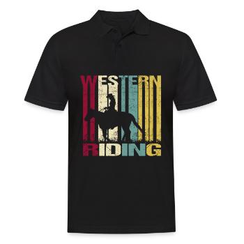 Westernreiten Vintage - Männer Poloshirt - Schwarz - Vorne - Kai (181cm)