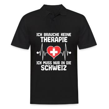 Schweiz Schweizer Flagge Kreuz Herzschlag Spruch - Männer Poloshirt - Schwarz - Vorne - Kai (181cm)