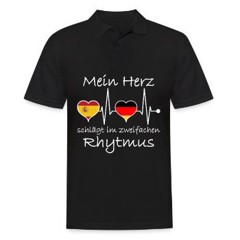 Spanien Deutschland Flagge Herzschlag - Männer Poloshirt - Schwarz - Vorne - Kai (181cm)