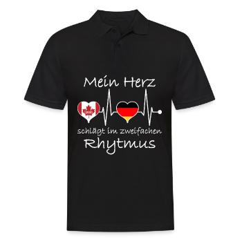Deutschland Kanada Flagge Herzschlag - Männer Poloshirt - Schwarz - Vorne - Kai (181cm)