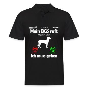 BGS Hund ruft an Spruch Lustig - Männer Poloshirt - Schwarz - Vorne - Kai (181cm)