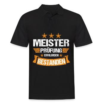 Meister Abschluss Prüfung Meisterprüfung bestanden - Männer Poloshirt - Schwarz - Vorne - Kai (181cm)